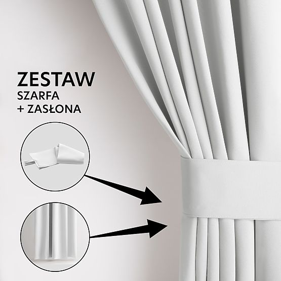 RESTILO zavjesa BLACKOUT bijela boja, klasični stil, srebrni prsteni, materijal blackout