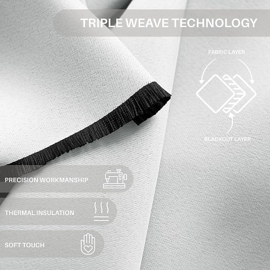 RESTILO zavjesa BLACKOUT bijela boja, klasični stil, srebrni prsteni, materijal blackout