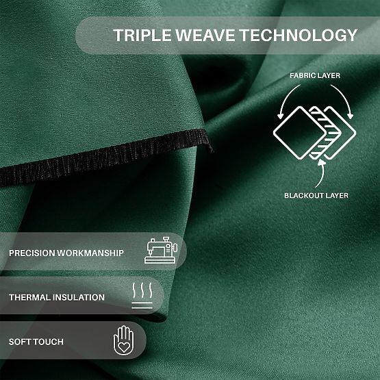 RESTILO zavjesa BLACKOUT boja boce zelena, klasični stil, srebrni prstenovi