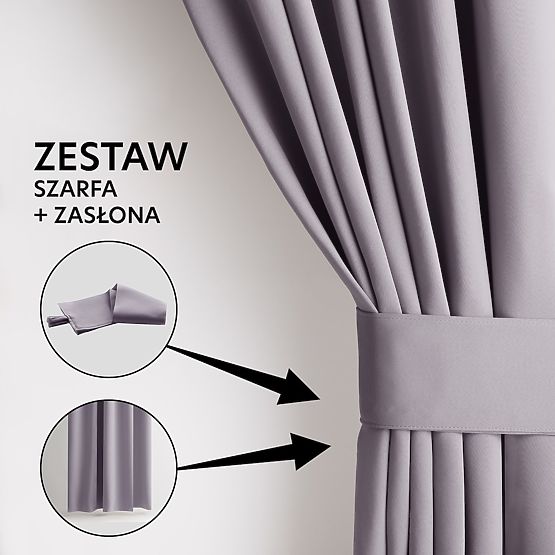 RESTILO zavjesa BLACKOUT boja puder ružičasta šerpa za zatezanje klasični stil srebrne ušice materij