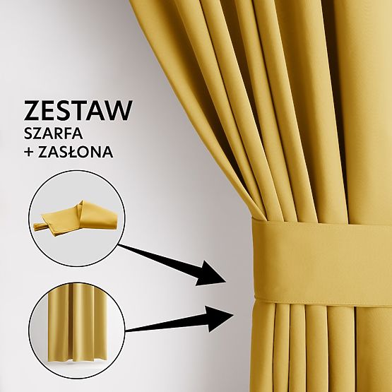 RESTILO zavjesa BLACKOUT boja senfa klasični stil srebrne ušice materijal