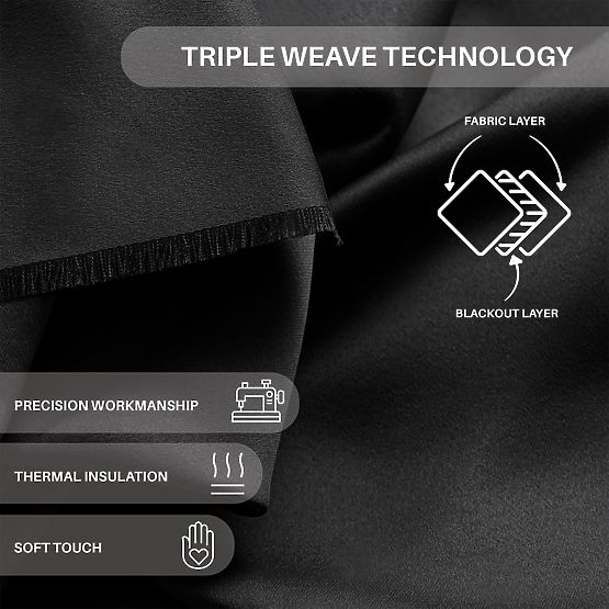 RESTILO zavjesa BLACKOUT crna šerpa klasični stil traka materijal blackout 140x24