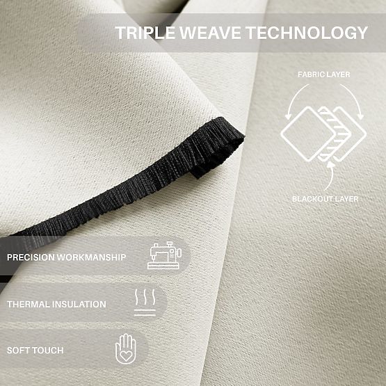 RESTILO zavjesa BLACKOUT krem boja, klasični stil, srebrne ušice, materijal bl