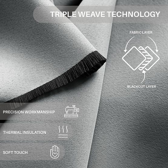 RESTILO zavjesa BLACKOUT siva boja, šerpa, klasični stil, srebrne ušice, materijal blackout