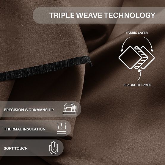 RESTILO zavjesa BLACKOUT smeđa boja, traka za vezanje, klasični stil, srebrne ušice, materijal bl