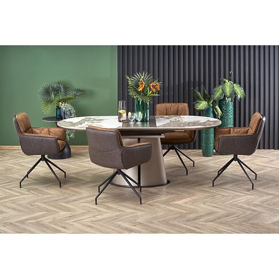 ROBINSON rasklopivi stol, bež mramor / cappuccino / crna