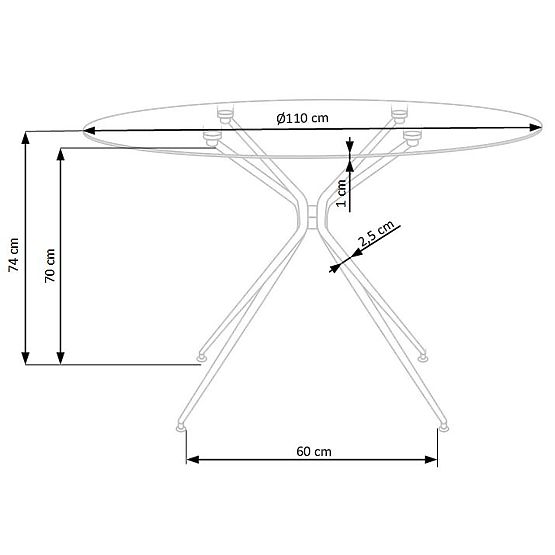 RONDO stol, ploča - bezbojna, noge - zlatne