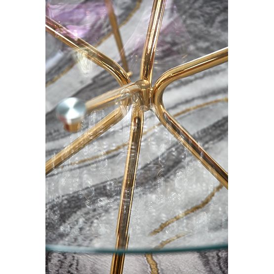 RONDO stol, ploča - bezbojna, noge - zlatne