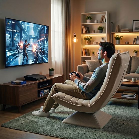 Rotirajuća relaksirajuća fotelja s podesivim naslonom za dnevni boravak bež ModernHome