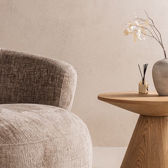 Rotirajuća stolica Ambi bež, zaobljeni oblici