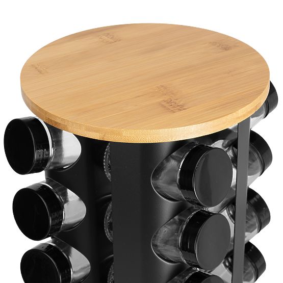 Rotirajući stalak za začine ROMERO 16 staklenki + 72 naljepnice