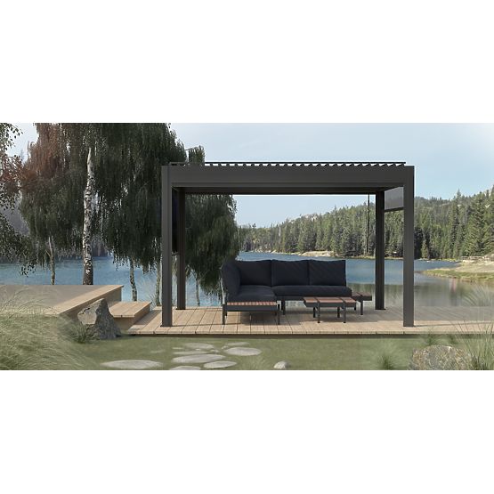 Samostojeća vrtna pergola Antilla od aluminija, 4x3 m, bioklimatska, pokretne lamele, antracit