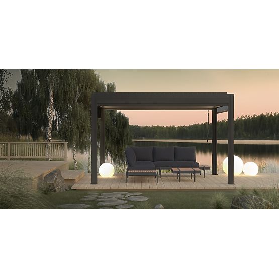 Samostojeća vrtna pergola Antilla od aluminija, 4x3 m, bioklimatska, pokretne lamele, antracit