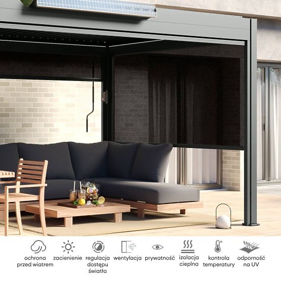 Samostojeća vrtna pergola Antilla od aluminija, 6x3 m, bioklimatska, pokretne lamele, antracit
