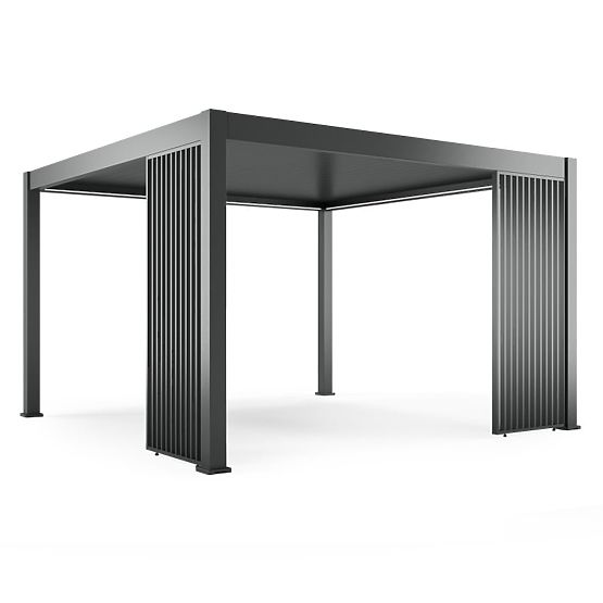 Samostojeća vrtna pergola Lumera od aluminija, 4x4 m, bioklimatska, LED rasvjeta, električna