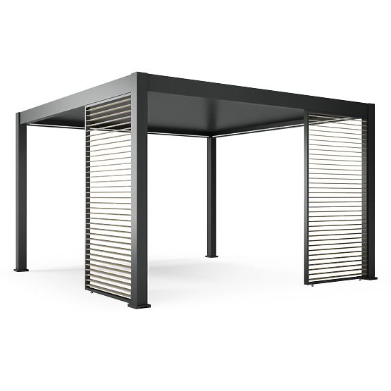 Samostojeća vrtna pergola Lumera od aluminija, 4x4 m, bioklimatska, LED rasvjeta, električna