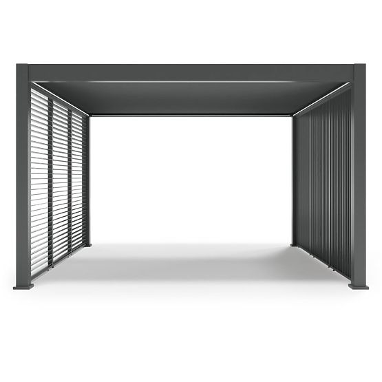 Samostojeća vrtna pergola Lumera od aluminija, 4x4 m, bioklimatska, LED rasvjeta, električna