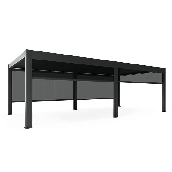 Samostojeća vrtna pergola Lumera od aluminija, 4x8 m, bioklimatska, LED rasvjeta, električna