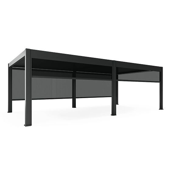 Samostojeća vrtna pergola Lumera od aluminija, 4x8 m, bioklimatska, LED rasvjeta, električna