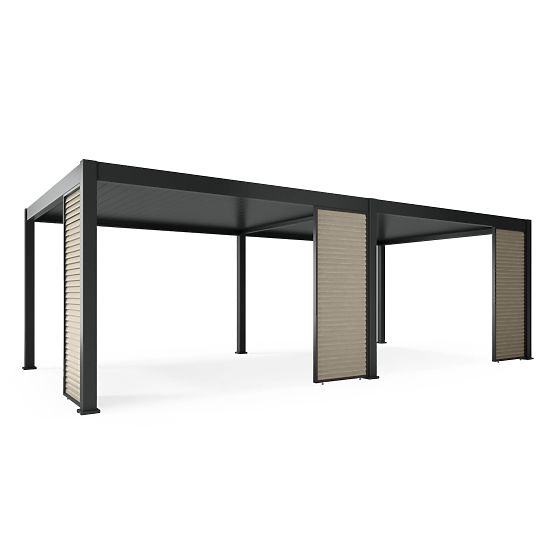 Samostojeća vrtna pergola Lumera od aluminija, 4x8 m, bioklimatska, LED rasvjeta, električna