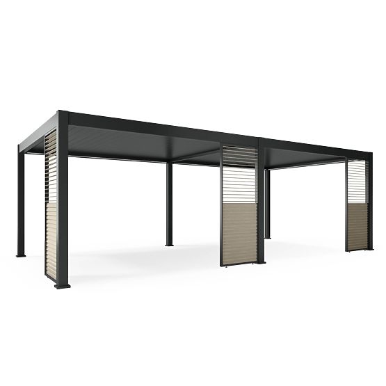Samostojeća vrtna pergola Lumera od aluminija, 4x8 m, bioklimatska, LED rasvjeta, električna