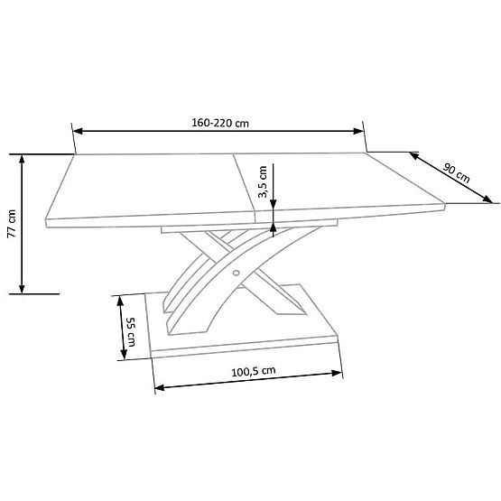 SANDOR bijeli lakirani stol na razvlačenje (3p=1ks)