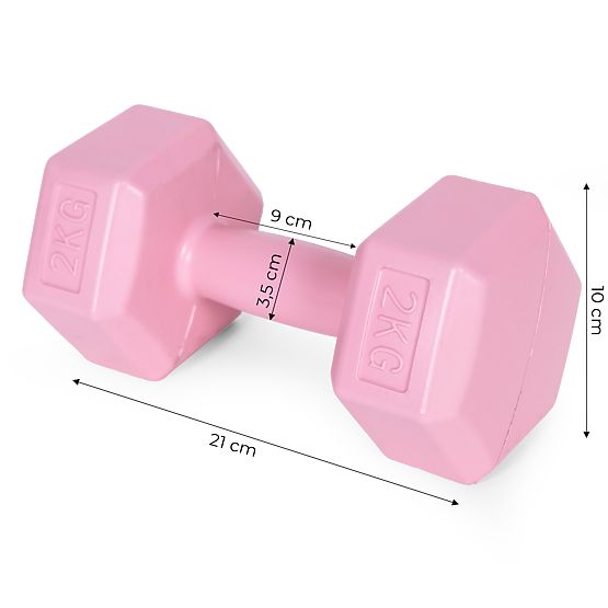 Šesterokutne bučice set 2x2 kg utega za vježbanje fitness ružičaste ModernHome