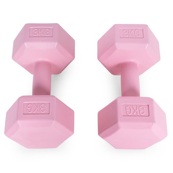 Šesterokutne bučice set 2x3 kg utega za vježbanje fitness ružičaste ModernHome