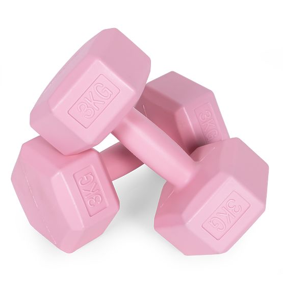 Šesterokutne bučice set 2x3 kg utega za vježbanje fitness ružičaste ModernHome