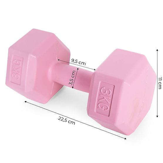 Šesterokutne bučice set 2x3 kg utega za vježbanje fitness ružičaste ModernHome