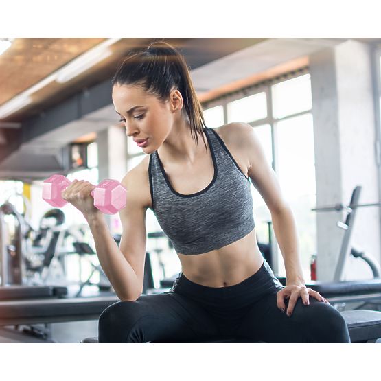 Šesterokutne utege set 2x5 kg utega za fitness vježbanje ružičaste ModernHome