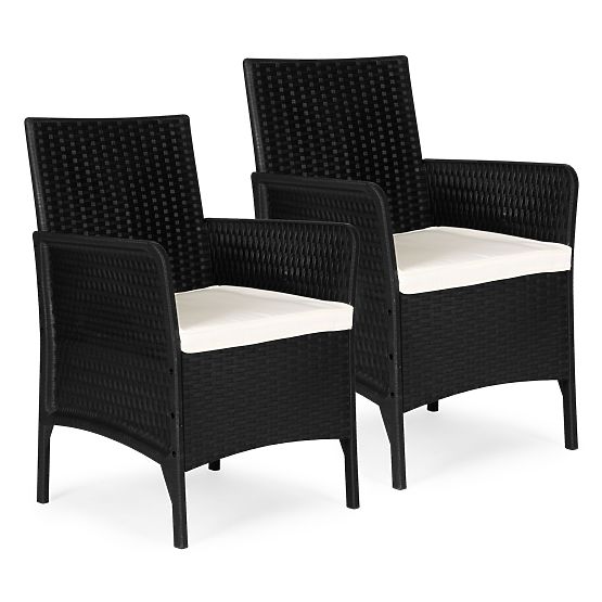 Set 2x vrtna stolica s jastukom, set stolica za balkon, terasu, vrt crna MultiGarden