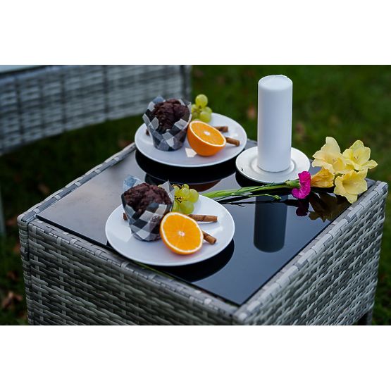 Set balkonskog namještaja (2 x fotelja + stol) SANO sivi tehnoratan