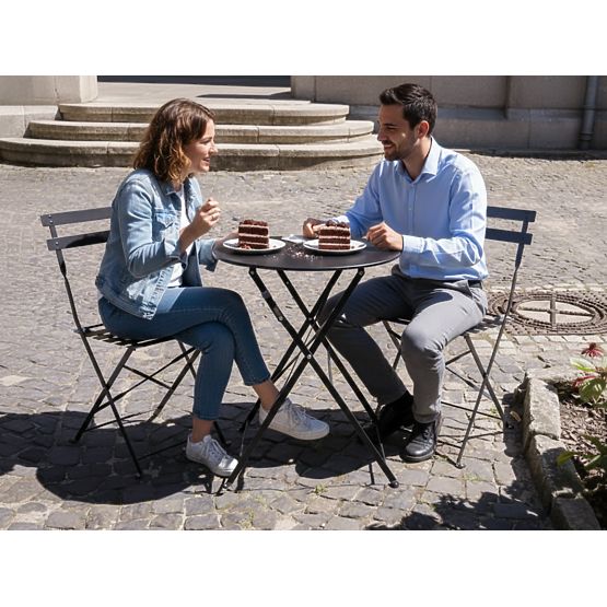 Set balkonskog namještaja (2 x sklopive stolice + stol) SEMPLICI Čelik Crna