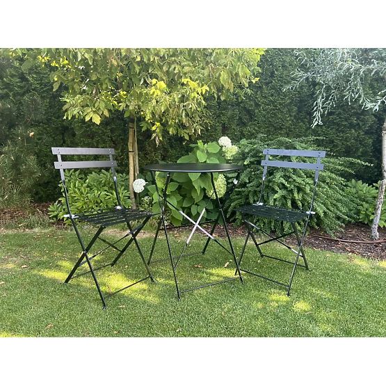 Set balkonskog namještaja (2 x sklopive stolice + stol) SEMPLICI Čelik Crna