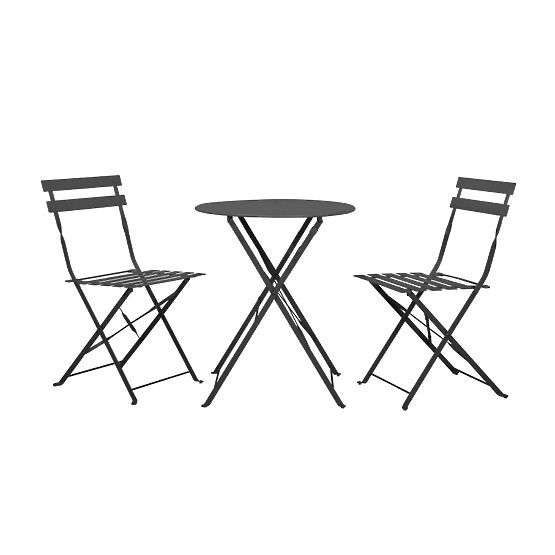 Set balkonskog namještaja (2 x sklopive stolice + stol) SEMPLICI Čelik Crna
