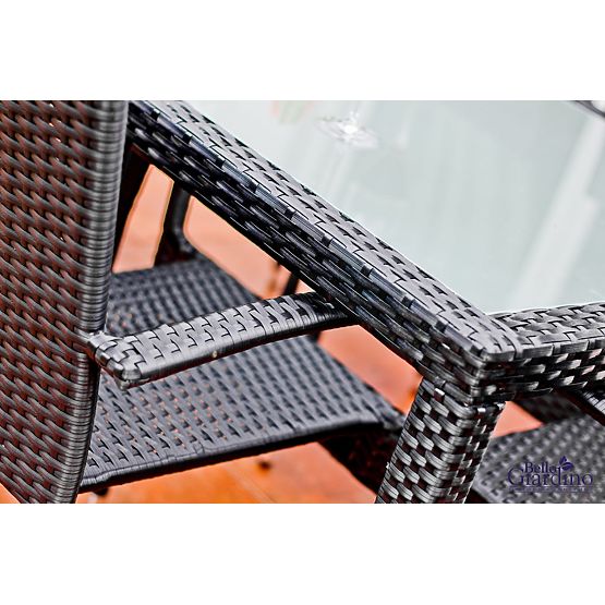 Set blagovaonskog namještaja od tehno ratana (stol 150×90 cm + 6 × stolica) AVVICENTE, crna