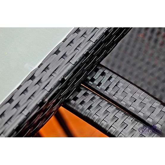 Set blagovaonskog namještaja od tehno ratana (stol 150×90 cm + 6 × stolica) AVVICENTE, crna