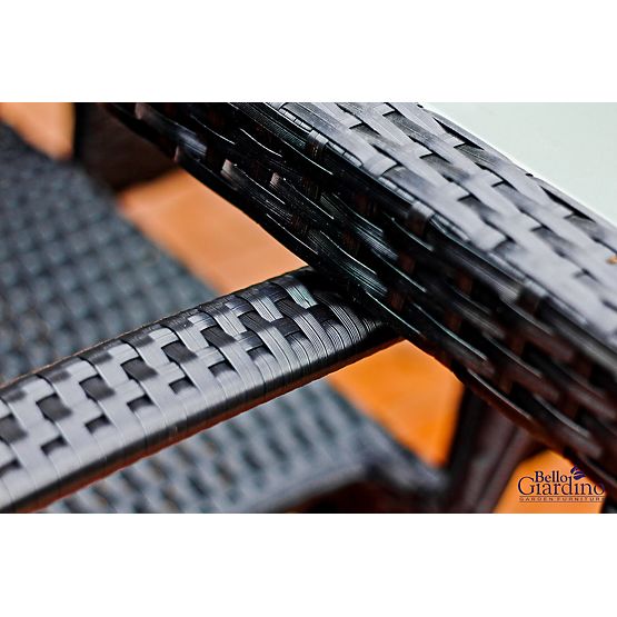 Set blagovaonskog namještaja od tehno ratana (stol 150×90 cm + 6 × stolica) AVVICENTE, crna