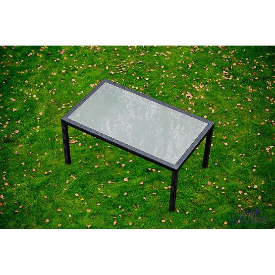 Set blagovaonskog namještaja od tehno ratana (stol 150×90 cm + 6 × stolica) AVVICENTE, crna