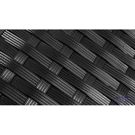 Set blagovaonskog namještaja od tehno ratana (stol 150×90 cm + 6 × stolica) AVVICENTE, crna