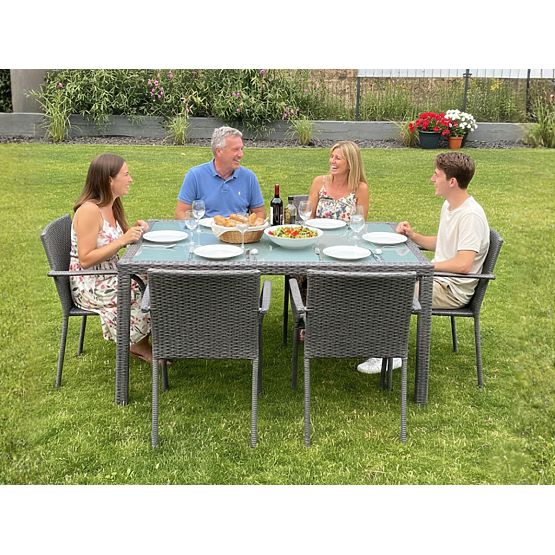 Set blagovaonskog namještaja od tehnoratana (stol 150x90cm + 6 stolica) AVVICENTE siva