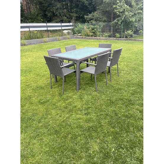 Set blagovaonskog namještaja od tehnoratana (stol 150x90cm + 6 stolica) AVVICENTE siva