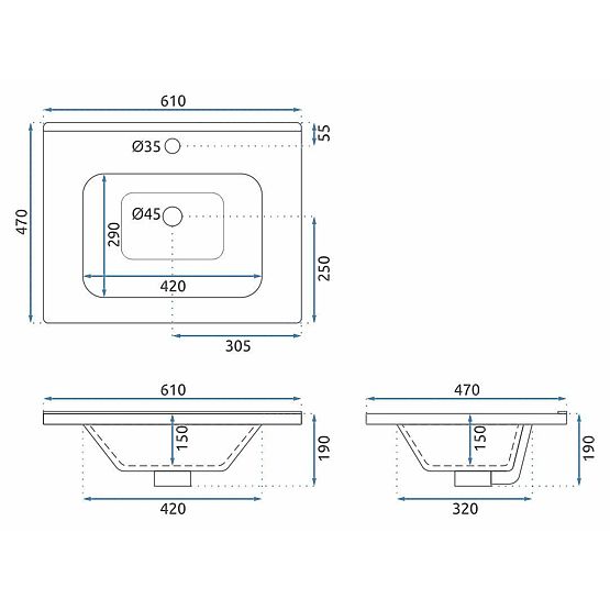 Set kupaonskog namještaja s umivaonikom Astor 60 cm Bijela