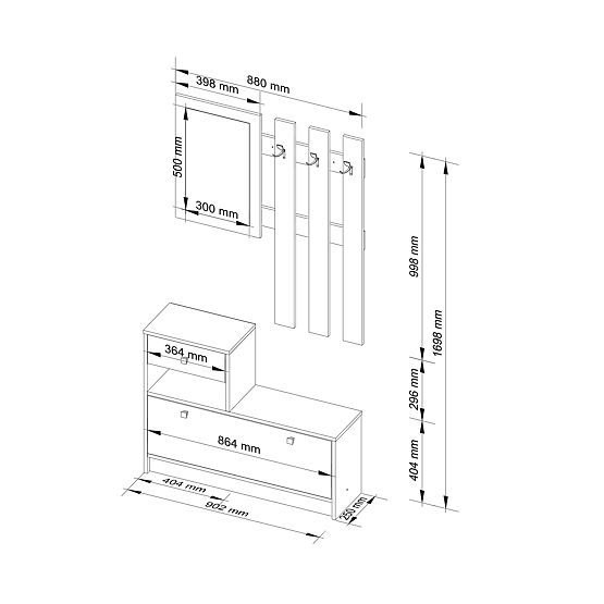 SET NAMJEŠTAJA ZA PREDSOBLJE BIJELA