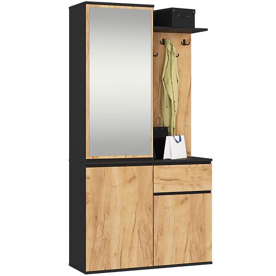 SET NAMJEŠTAJA ZA PREDSOBLJE ENTRO PK CRNA / DUB CRAFT