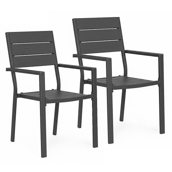 Set od 2 vrtnih stolica za terasu balkon čelik HDPE sive MultiGarden