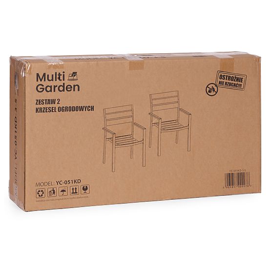 Set od 2 vrtnih stolica za terasu balkon čelik HDPE sive MultiGarden