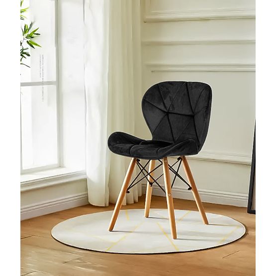 Set od 4 baršunastih stolica za blagovaonicu i dnevni boravak - crne