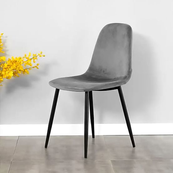 Set od 4 baršunastih stolica za blagovaonicu i dnevni boravak - sive